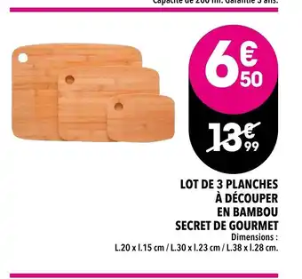 Supeco Lot De 3 Planches A Dècouper En Bamboe Secret De Gourmet offre