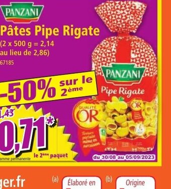 Norma Pâtes Pipe Rigate offre