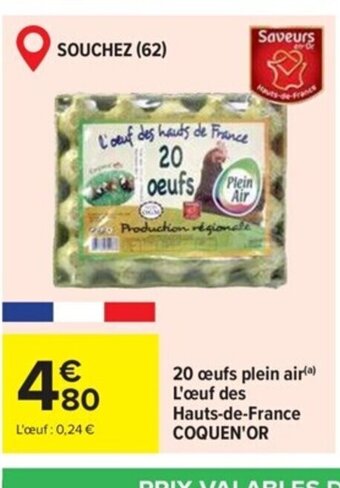 Carrefour Market 20 œufs plein air(a) L'œuf des offre