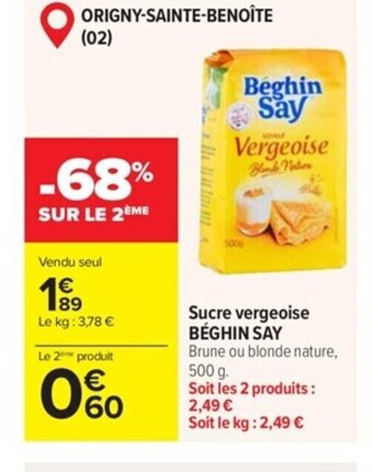 Sucre vergeoise BÉGHIN SAY