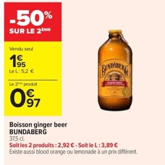 Carrefour Market Boisson ginger beer BUNDABERG offre