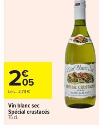 Carrefour Market Vin blanc sec Spécial crustacés 75 cl. offre