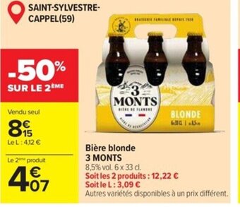 Carrefour Market Bière blonde 3 MONTS offre