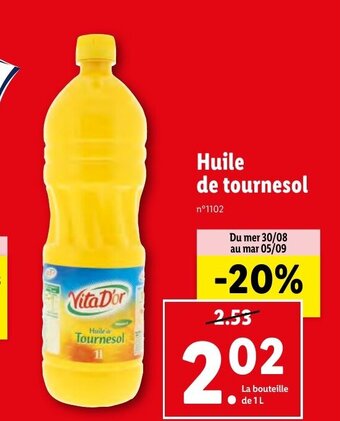 Lidl Huile de tournesol offre
