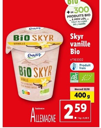 Lidl Skyr vanille Bio offre