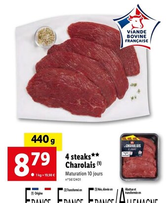 Lidl 4 steaks** Charolais (1) offre