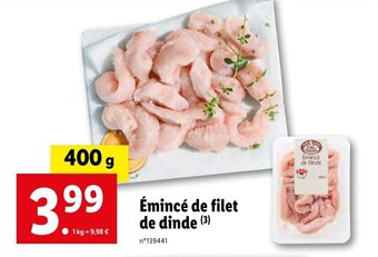 Lidl Émincé de filet de dinde (3) offre