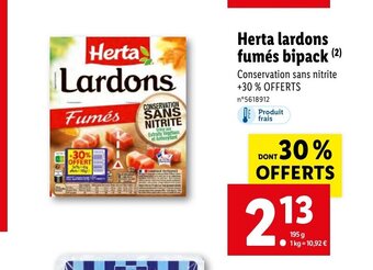 Lidl Herta lardons fumés bipack (2) offre