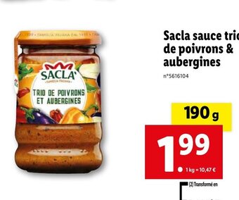 Lidl Sacla sauce trio de poivrons & aubergines offre