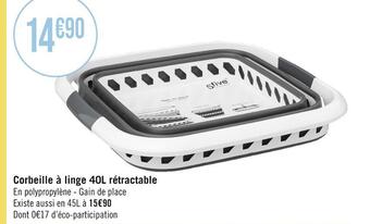 Casino Supermarchés 5five corbeille à linge 40l rétractable offre