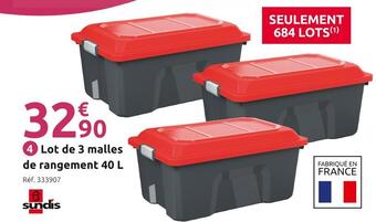Mr Bricolage Sundis lot de 3 malles de rangement 40 l offre