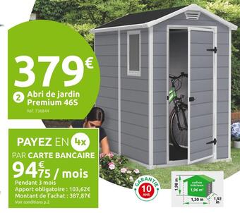 Mr Bricolage Abri de jardin premium 46s offre