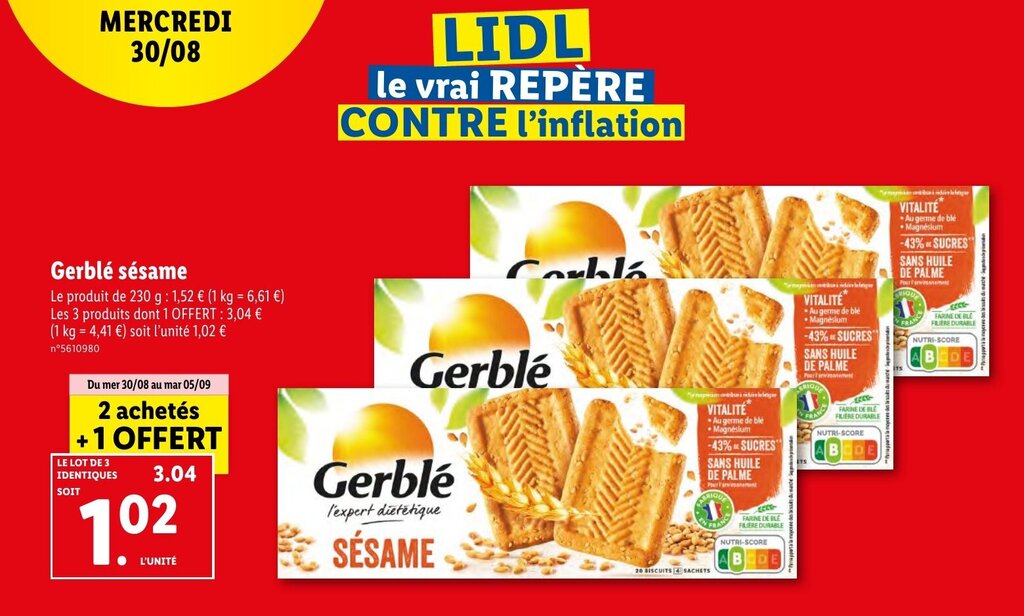 Promo Gerblé sésame chez Lidl