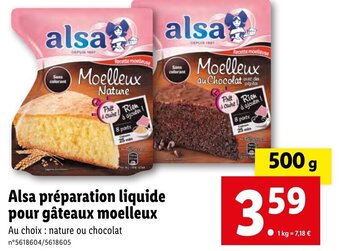 Lidl Alsa préparation liquide pour gâteaux moelleux offre
