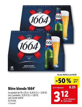 Lidl Bière blonde 1664* offre