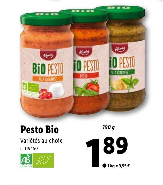 Promo Pesto Bio Variétés au choix chez Lidl
