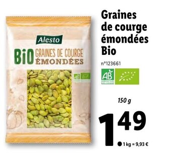 Graines de courge émondées bio