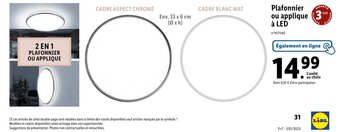 Plafonnier ou applique à LED