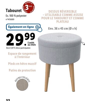 Lidl Tabouret Ex. 100% polyester offre