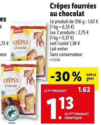 Lidl Crêpes fourrées au chocolat offre
