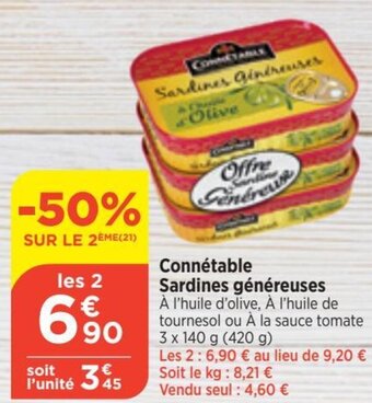 Bi1 Connétable Sardines généreuses offre