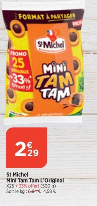 Bi1 St Michel Mini Tam Tam L'Original X25+ 33% offert (500 g) offre