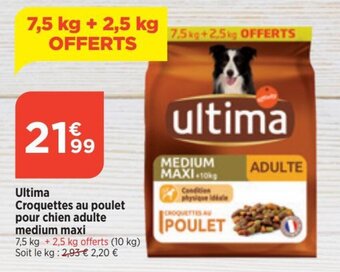 Bi1 Ultima Croquettes au poulet pour chien adulte medium maxi offre
