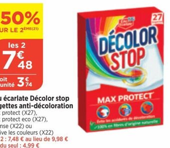 Eau écarlate Décolor stop lingettes anti-décoloration