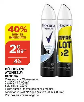 Bi1 Déodorant Atomiseur Rexona offre