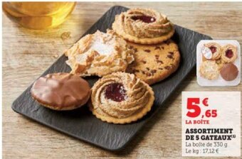 U Express ASSORTIMENT DE 5 GATEAUX(¹) La boîte de 330 g Le kg: 17,12 € offre