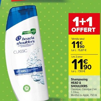 Carrefour Shampooing HEAD & SHOULDERS Classique, Classique 2 en offre
