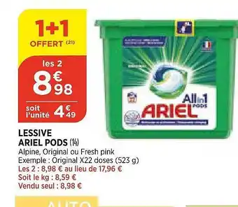 Bi1 Lessive Ariel Pods offre