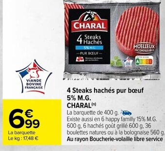 Carrefour 4 Steaks hachés pur bœuf offre