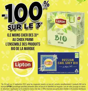 Géant Casino BON PLAN SUR LES PRODUITS BIO DE LA MARQUE LIPTON offre