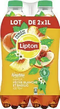 Ice tea saveur pêche blanche basilic