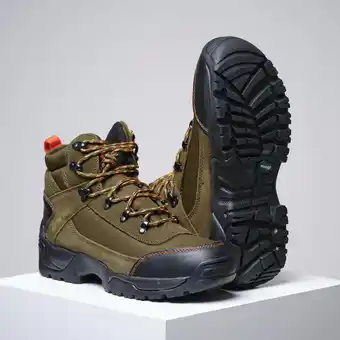 Decathlon Chaussures chasse respirantes cuir marron savane montantes offre