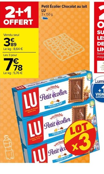 Carrefour Petit Écolier Chocolat au lait LU offre