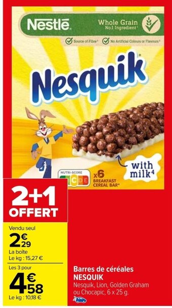 Carrefour Barres de céréales NESQUIK offre