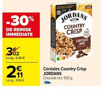 Carrefour Céréales Country Crisp JORDANS offre