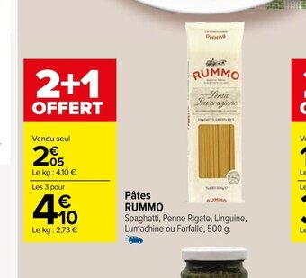 Carrefour Pâtes RUMMO offre