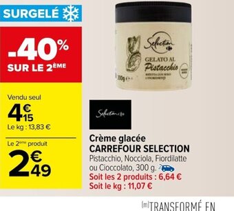 Carrefour Crème glacée CARREFOUR SELECTION Pistacchio, Nocciola, Fiordilatte offre