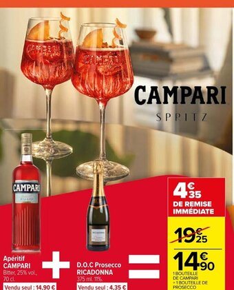 Carrefour Apéritif CAMPARI Bitter, 25% vol., 70 cl. offre