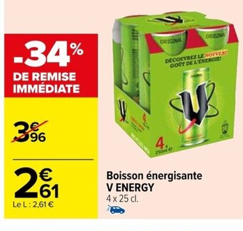 Carrefour Boisson énergisante V ENERGY offre