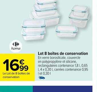 Carrefour Lot 8 boîtes de conservation offre