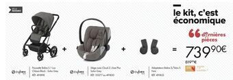 Aubert Cybex poussette balios s 1 lux châssis black - soho grey + siège-auto cloud z i-size plus soho grey + adaptateurs balios s/ta offre