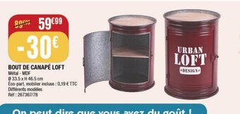 La Foir'Fouille BOUT DE CANAPÉ LOFT Métal - MDF offre