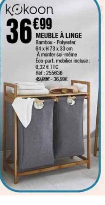 La Foir'Fouille MEUBLE À LINGE Bambou - Polyester 64 x H 73 x 33 cm À monter soi-même Éco-part. mobilier incluse: 0,32 € TTC offre