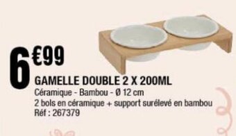 La Foir'Fouille GAMELLE DOUBLE 2 X 200ML Céramique - Bambou - Ø 12 cm offre