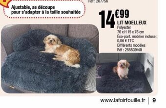La Foir'Fouille LIT MOELLEUX Polyester 76 x H 15 x 76 cm Éco-part, mobilier incluse: offre