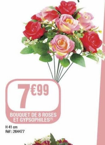 La Foir'Fouille BOUQUET DE 8 ROSES ET GYPSOPHILES(¹) offre